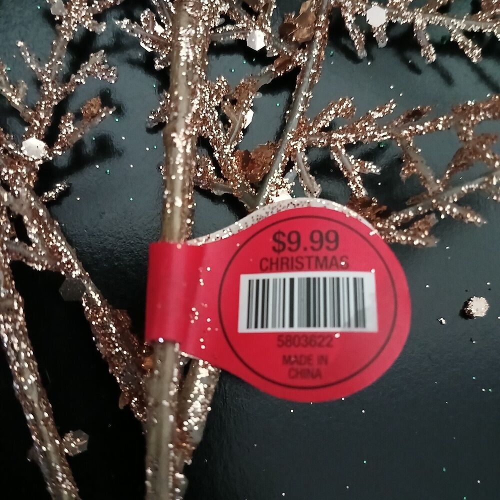 Hobby Lobby Large Christmas Holiday Floral Decor Pine Leaf Gold-Glitter Plastic - Picture 7 of 12
